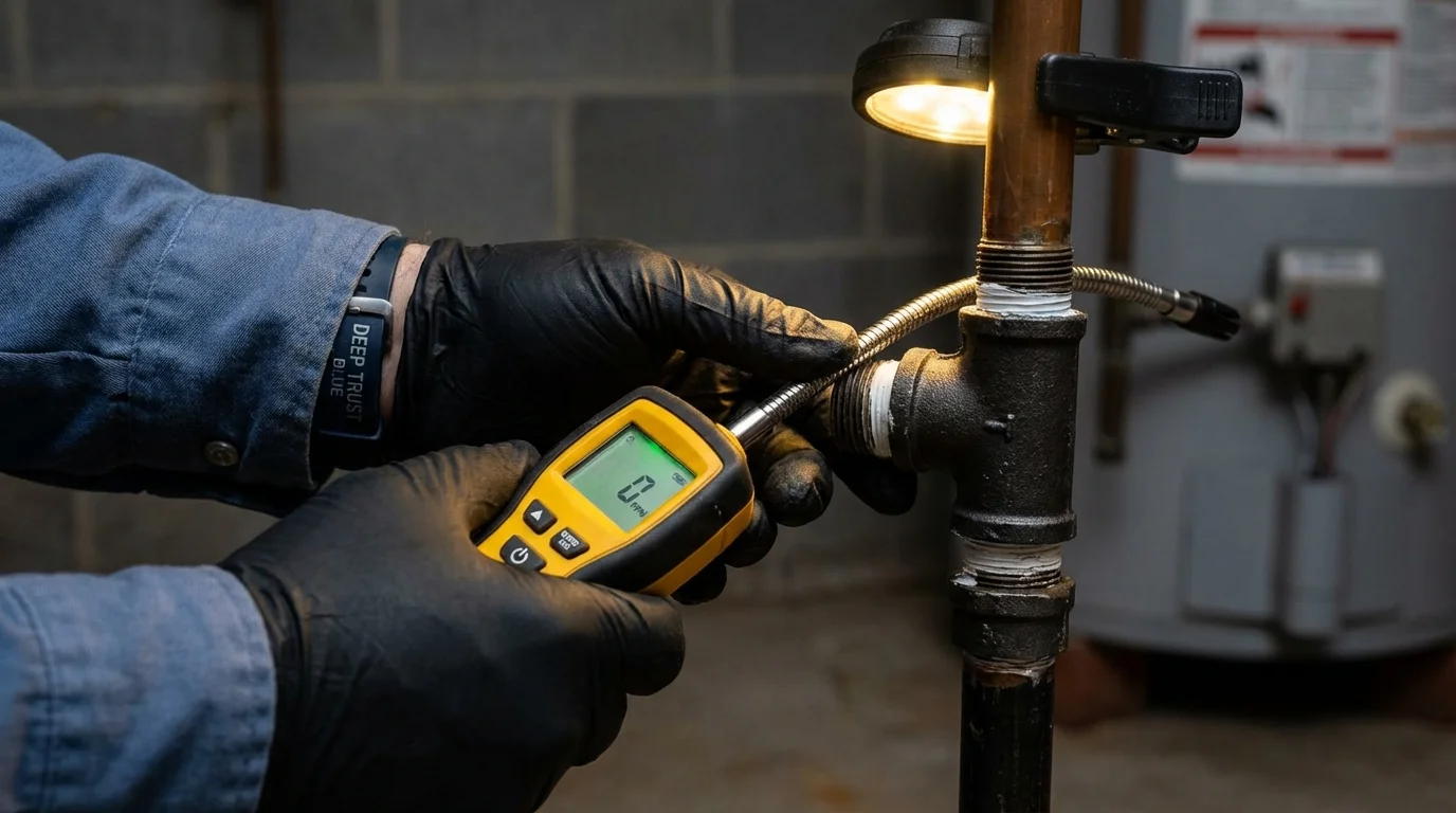 Gas leak detection with electronic sniffer by Johns Plumbing LLC in Cullen