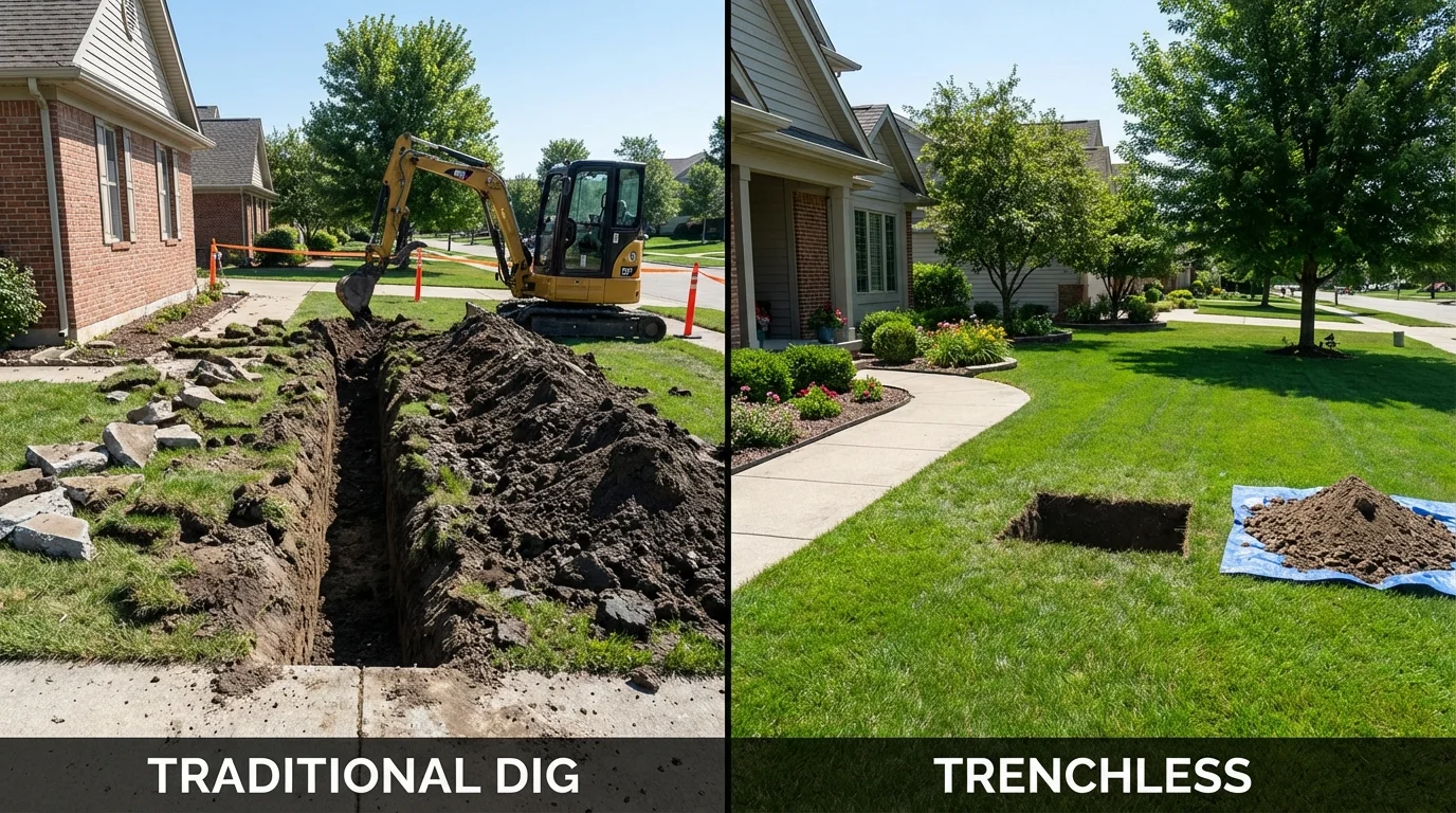 Trenchless sewer repair with minimal yard damage versus traditional excavation in Cullen, LA